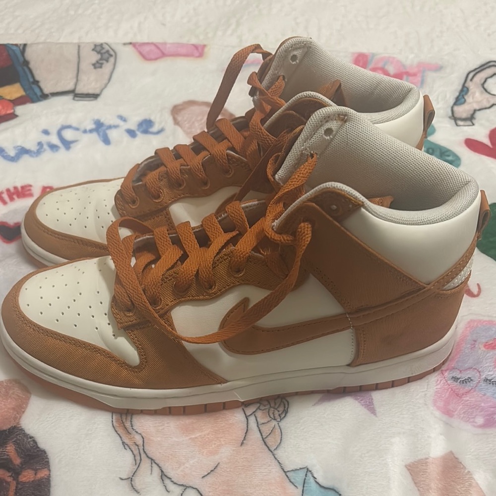 Brown and White High-Top Sneakers
